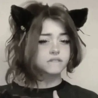 🍇 b7c4c804 fille, oreilles de chat, portrait, ado, piercing nez whatsapp sticker