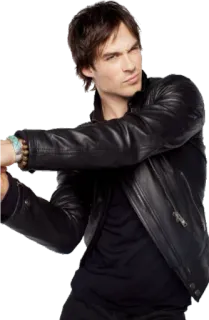 🙃 43665aea Damon Salvatore The Vampire Diaries Vampir, Dämon, TV-Serie, Lederjacke, Ian Somerhalder telegram sticker