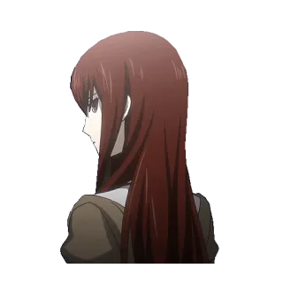 😐 b5eb8568 Kurisu Makise Steins;Gate anime, cewek, rambut merah, Steins;Gate, Kurisu Makise, waifu telegram sticker