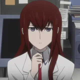 ⚙️ e3433560 Kurisu Makise Steins;Gate Anime, Wissenschaftler, Laborkittel, lange Haare, weiblich telegram sticker