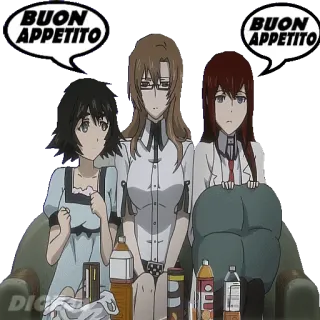 🍝 3cddf605 BUON APPETITO animé, dessin animé, nourriture, personnages, manger, assis telegram sticker