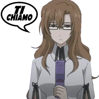 📲 94456606 Rumiho Akiha Steins;Gate TI CHIAMO animé, femme, sérieux, lunettes, téléphone, appel telegram sticker