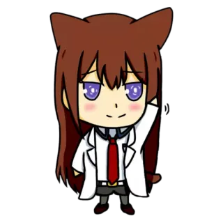 ☺️ 0839b251 アニメ, マンガ, ちび, かわいい, 猫耳, 白衣, 科学者 telegram sticker