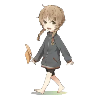 😀 225d2d02 アニメ, 漫画, 女の子, キャラクター, 可愛い, 三つ編み, 歩く telegram sticker