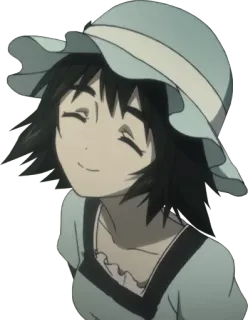 ☺️ 13c8c3fc аниме, девушка, шляпа, улыбается telegram sticker