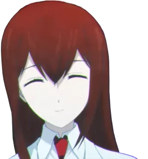 😊 bb8d09e6 Kurisu Makise Steins;Gate аниме, женщина, учёный, улыбается, рыжие волосы telegram sticker