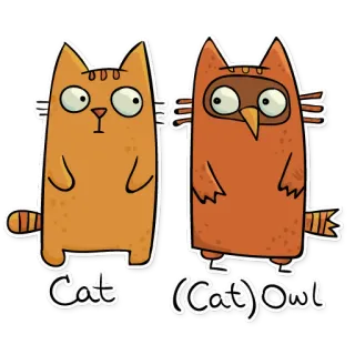 😺 102d8872 Cat (Cat)Owl 猫, フクロウ, 動物, 漫画, 可愛い, ステッカー, ペット whatsapp sticker