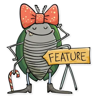 🎀 77516663 FEATURE 漫画, 虫, リボン, サイン, 特徴, キャンディケーン whatsapp sticker