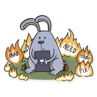 🔥 fb656142 ASAP MUST NEED TODO FIX うさぎ, 至急, やること, 火, 漫画, 締め切り, ストレス whatsapp sticker