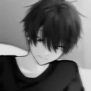 🎧 9fb03432 อนิเมะ, เด็กผู้ชาย, ภาพบุคคล, ขาวดำ telegram sticker