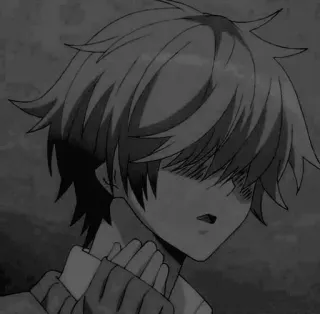 🎧 e4c6448f อนิเมะ, มังงะ, เด็กผู้ชาย, เศร้า, ขาวดำ telegram sticker