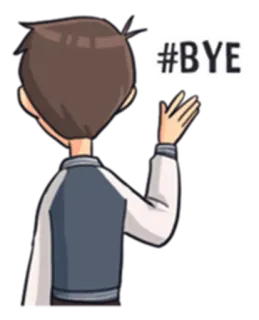 ✈ 870dd36d #BYE tchau, adeus, despedida, desenho animado, menino telegram sticker