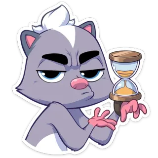 ⏳ 060a01b1 moufette, sablier, dessin animé, animal, temps, attente, patience whatsapp sticker