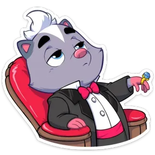 😎 3b43492b moufette, dessin animé, smoking, riche, bague, personnage whatsapp sticker