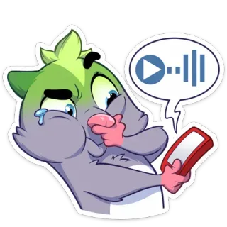🗣 4f6e2327 Dessin animé, Animal, Pleurs, Contrarié, Inquiet, Téléphone, Audio, Écoute whatsapp sticker