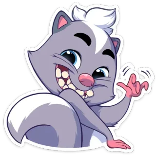 👋 84081dbd moufette, animal, dessin animé, mignon, joyeux, drôle whatsapp sticker