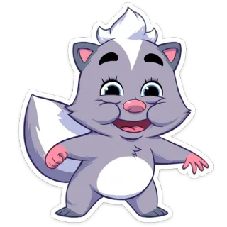 ☺️ e8cc1f7c mouffette, dessin animé, animal, autocollant whatsapp sticker
