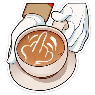 ⭐ 714569cb coffee, middle finger, offensive, gesture, latte art, humor, sarcasm telegram sticker