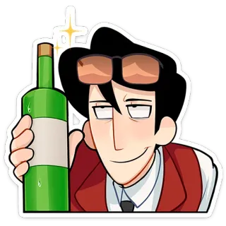 ⭐ afb47936 cartoon, man, bottle, alcohol, sunglasses, illustration telegram sticker