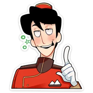 ☝️ b3830e66 cartoon, hotel, concierge, pointing, uniform, animation telegram sticker