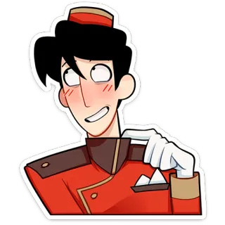 🥺 cd1e6874 cartoon, bellhop, red uniform, flustered, animation telegram sticker
