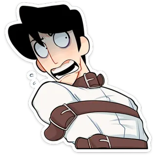 🚑 ecc5c97e man, straightjacket, cartoon, anxious, mental health, bound telegram sticker