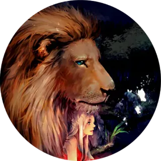 🦁 ac2b7ae5 Aslan The Chronicles of Narnia singa, gadis, fantasi, Narnia, ajaib, potret telegram sticker