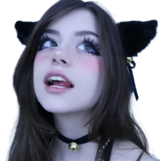 ✨ bb4f9e1d wanita, gadis, telinga kucing, estetika, kecantikan, potret telegram sticker