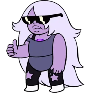😎 b7d10484 Amethyst Steven Universe 卡通, 人物, 太阳镜, 点赞 telegram sticker