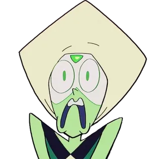 😧 fdb83ffe Peridot Steven Universe 卡通, 角色, 脸, 表情, 橄榄石 telegram sticker