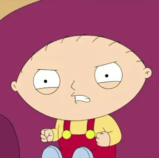🧸 05757f25 Stewie Griffin Family Guy Stewie Griffin, Family Guy, dibujos animados, bebé, enojado, animación telegram sticker