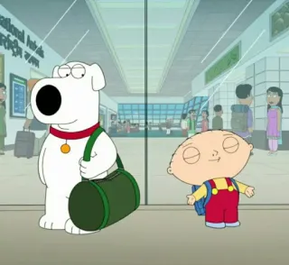 🧸 13bc89d9 Brian Griffin Family Guy Dibujo animado, Perro, Bebé, Aeropuerto, Padre de familia telegram sticker