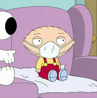 🧸 1d1686dd Stewie Griffin Family Guy Stewie Griffin, Padre de Familia, dibujos animados, máscara, animación telegram sticker