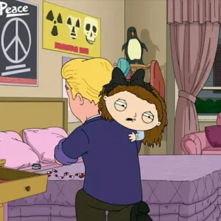 🧸 34077bc9 Peace dibujos animados, Padre de Familia, Stewie, Quagmire, dormitorio, símbolo de la paz, animación telegram sticker