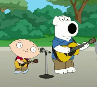 🧸 6c89d372 Stewie Griffin Family Guy Stewie, Brian, Padre de Familia, dibujos animados, guitarra, música telegram sticker