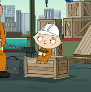 🧸 bc2dc934 Stewie Griffin Family Guy Stewie Griffin, dibujos animados, construcción, casco, bebé, Padre de familia, gracioso telegram sticker