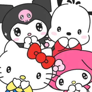 💬 3d050707 kuromi, hello kitty, sanrio, kawaii, kreskówka, my melody, postać, uroczy telegram sticker