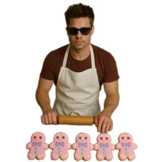 🧸 31bbde45 pâtisserie, bonhomme pain d'épices, cookie, tablier, rouleau à pâtisserie, lunettes de soleil whatsapp sticker