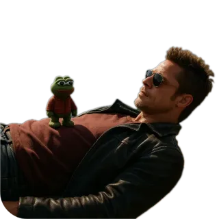 ⛰ 8291b331 Pepe the Frog mème, pepe, brad pitt, grenouille, sticker whatsapp sticker