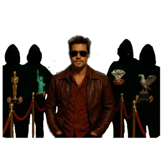 🧥 93cc7cf4 Brad Pitt, blouson cuir, lunettes de soleil, récompenses, Hollywood, célébrité whatsapp sticker