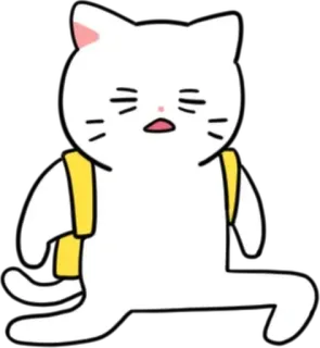 💬 c1e3896a cat, cartoon, walking, white, animal, backpack whatsapp sticker