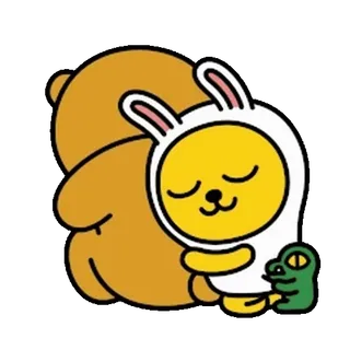 💬 cc51c276 Ryan ryan, kakao friends, 熊, 兔子, 可爱, 贴纸, 卡通 whatsapp sticker
