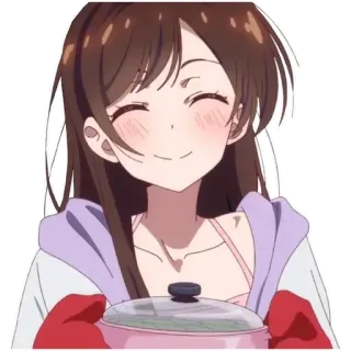 👼 161099ed Chizuru Mizuhara Rent-A-Girlfriend 动漫, 水原千鹤, 租借女友, 可爱, 开心, 烹饪 telegram sticker