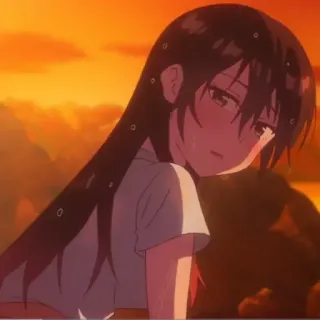 👼 2afe84b0 动漫女孩, 长发, 日落, 疲惫, 汗水, 可爱, 卡通, 悲伤 telegram sticker