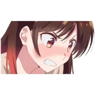 👼 5487782a Chizuru Ichinose Rent-A-Girlfriend 动漫, 一之濑千鹤, 出租女友, 脸红, 生气, 漫画 telegram sticker