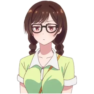 👼 7d0f3c87 Chizuru Ichinose Rent-A-Girlfriend 动漫, 女孩, 眼镜, 辫子, 一之濑千鹤, 租借女友 telegram sticker