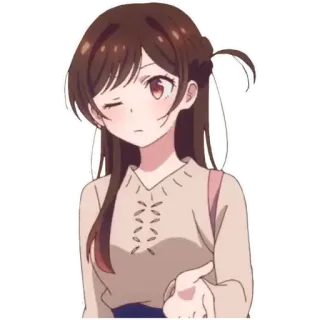 👼 7e7ae079 Chizuru Ichinose Rent-A-Girlfriend 动漫, 女孩, 千鹤, 租借女友, 可爱, 眨眼 telegram sticker