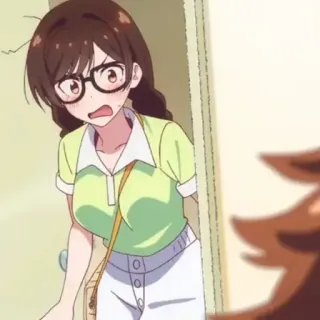 👼 d7029573 动漫, 惊讶, 女孩, 眼镜, 角色 telegram sticker