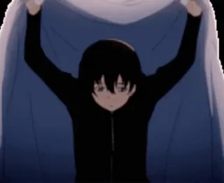 🌟 574ec0f1 Anime, Capelli scuri, Coperta, Ragazzo anime whatsapp sticker