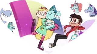 ❤️ f6d3f32a Star Butterfly Star vs. the Forces of Evil 星蝶公主, 星蝶·巴特菲, 马可·迪亚兹, 卡通, 友谊, 独角兽, 拥抱 telegram sticker